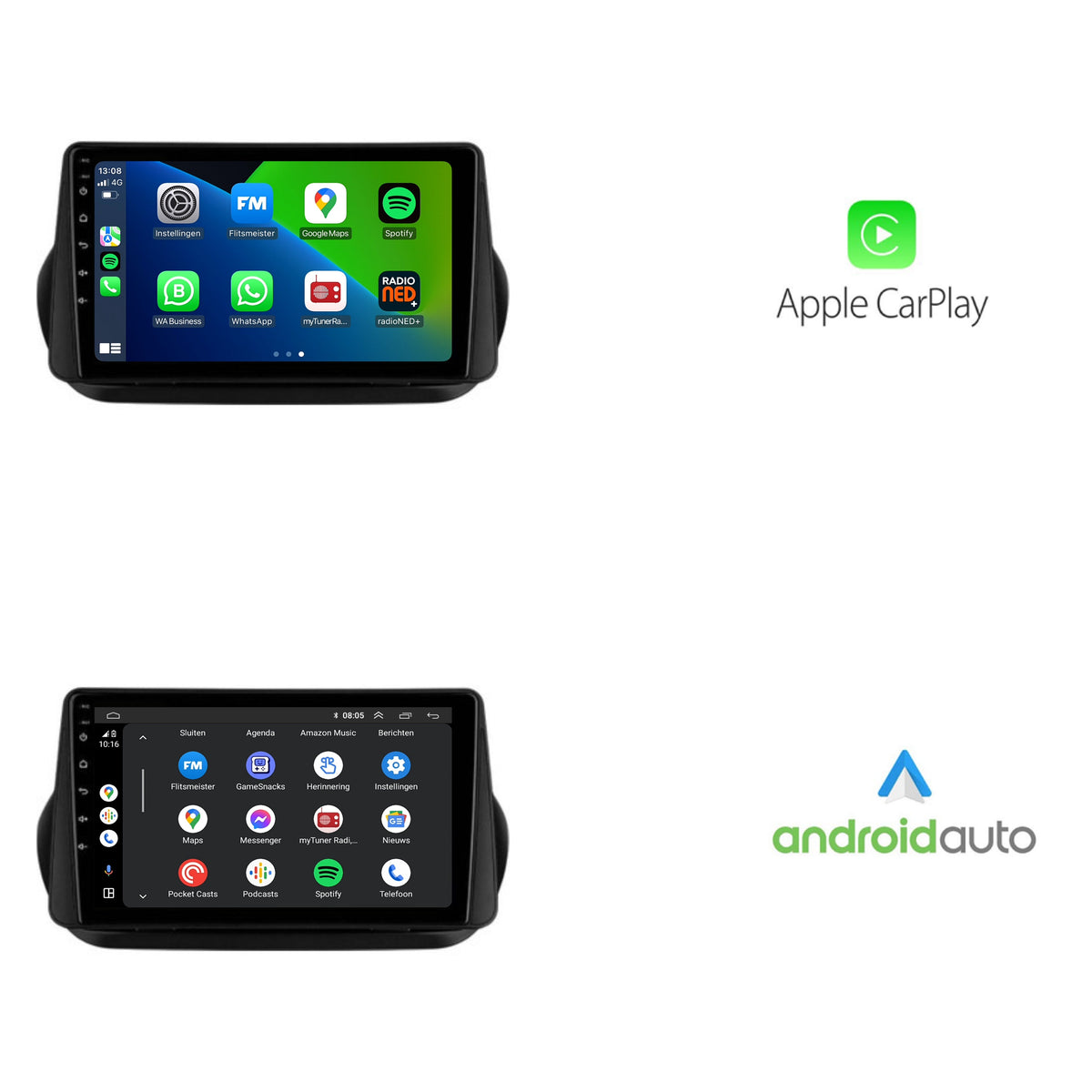 Fiat Fiorino CarPlay & Android Auto autoradio | 2003 t/m 2008 | Android 15 | Davilon-2