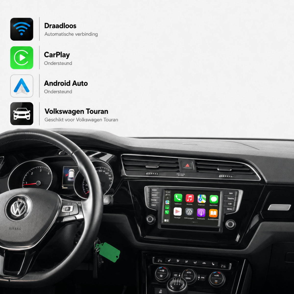 Volkswagen Touran | 2016 t/m 2026 | CarPlay & Android Auto Box | MIB-1