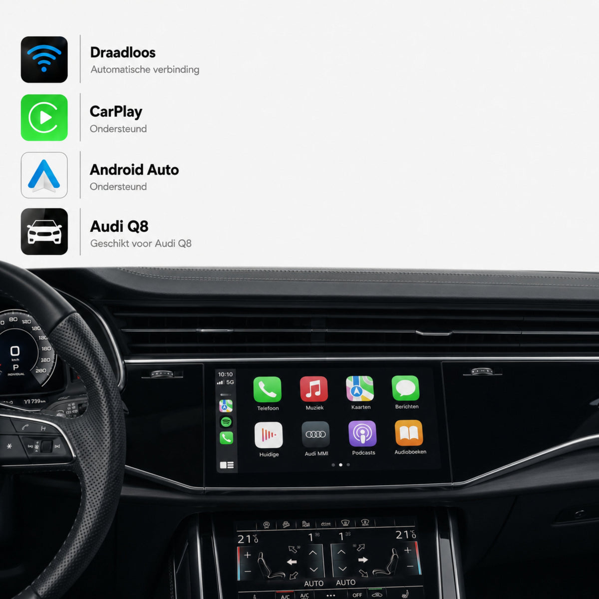 Audi Q8, Audi SQ8 en Audi RSQ8 | 2018 t/m 2026 | CarPlay & Android Auto Box | MIB3-1