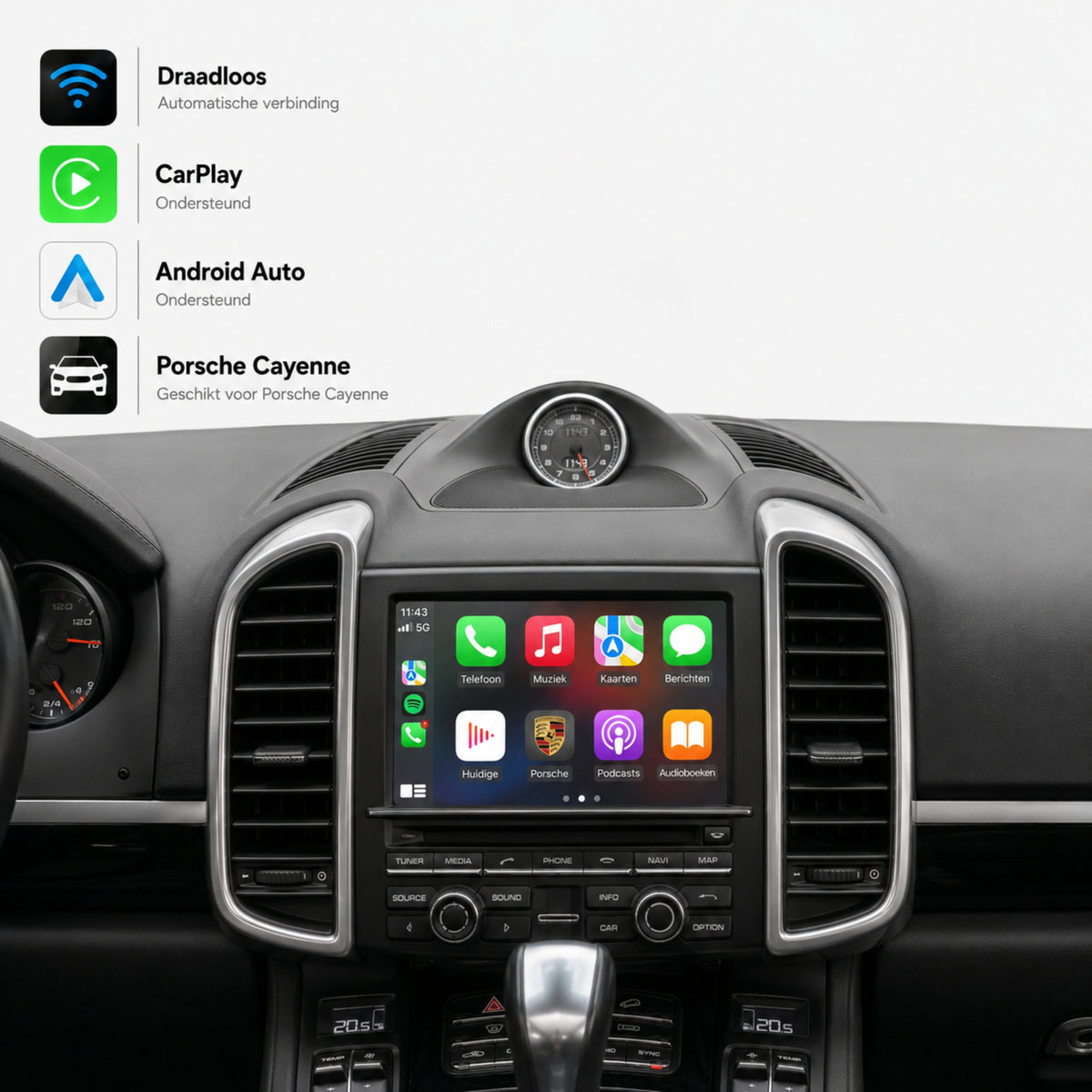 CarPlay & Android Auto Autoradio en CarPlay Box voor Porsche Cayenne (958.2) | 2016 t/m 2017 | PCM 4.0-1