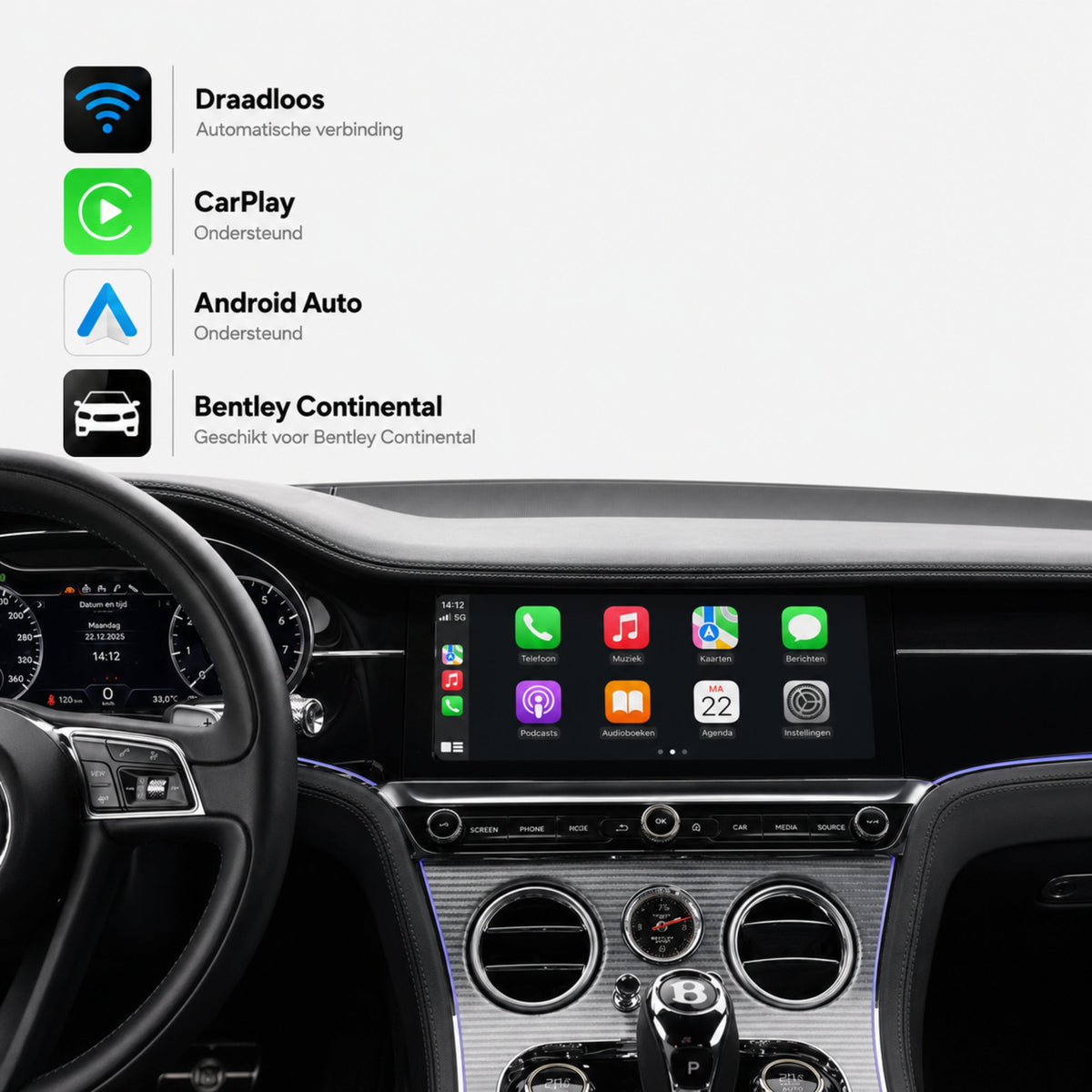 Bentley Continental | 2018 t/m 2025 | CarPlay & Android Auto Box | MIB3-1