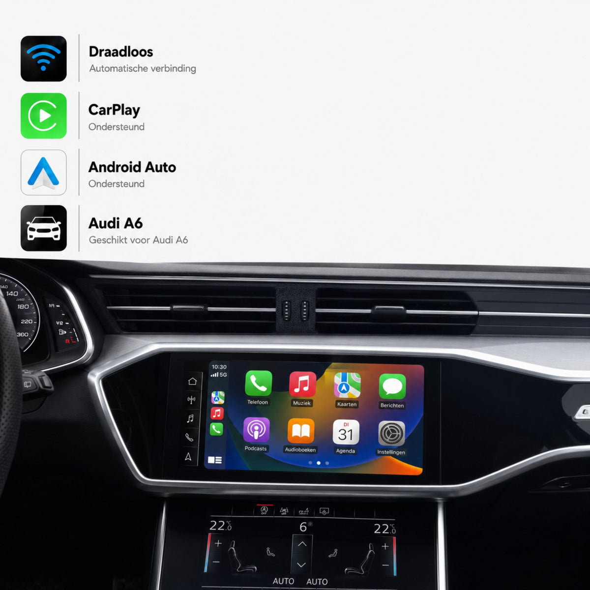 Audi A6, Audi S6 en Audi RS6 | 2019 t/m 2025 | CarPlay & Android Auto Box | MIB3-1