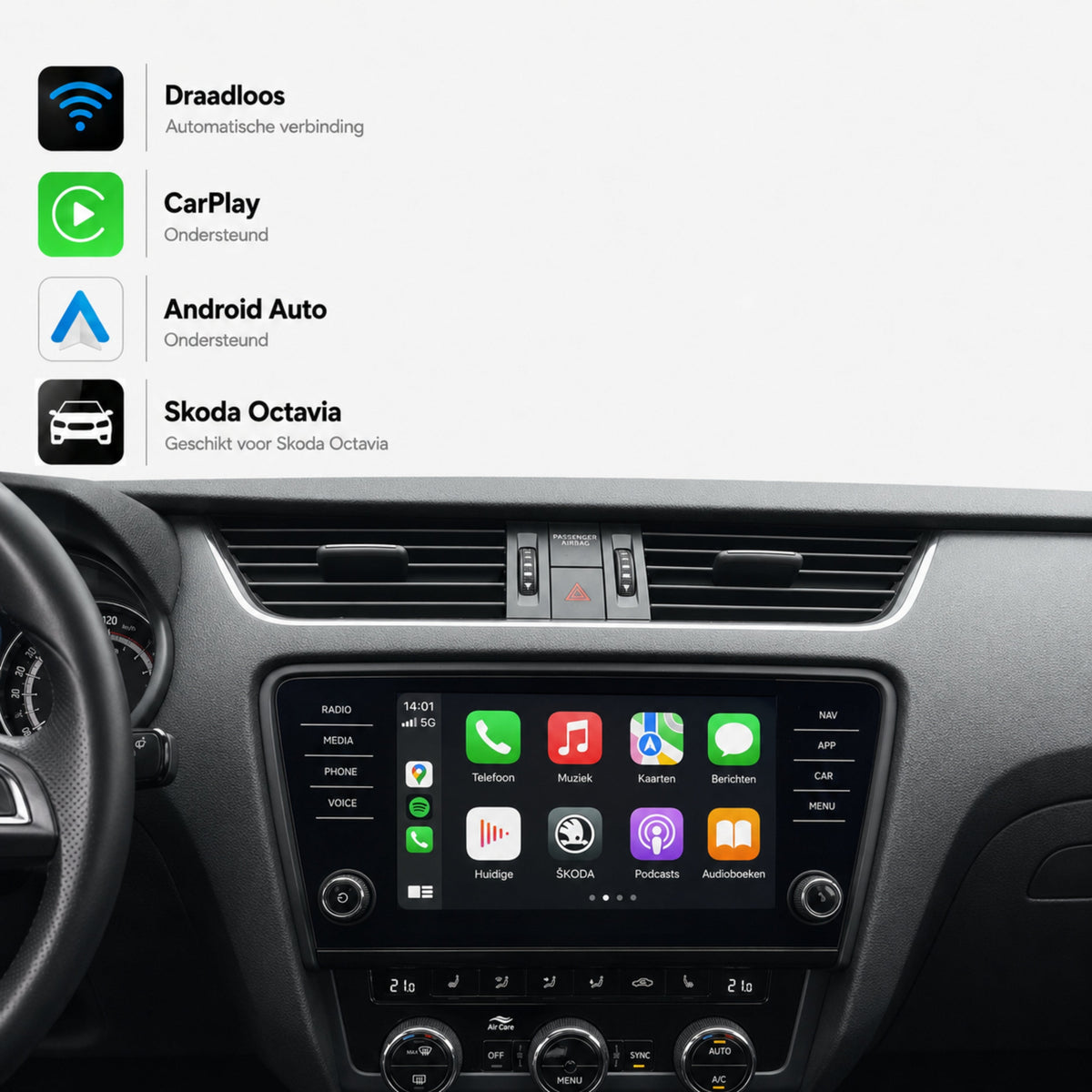 Škoda Octavia | 2013 t/m 2020 | CarPlay & Android Auto Box | MIB-1