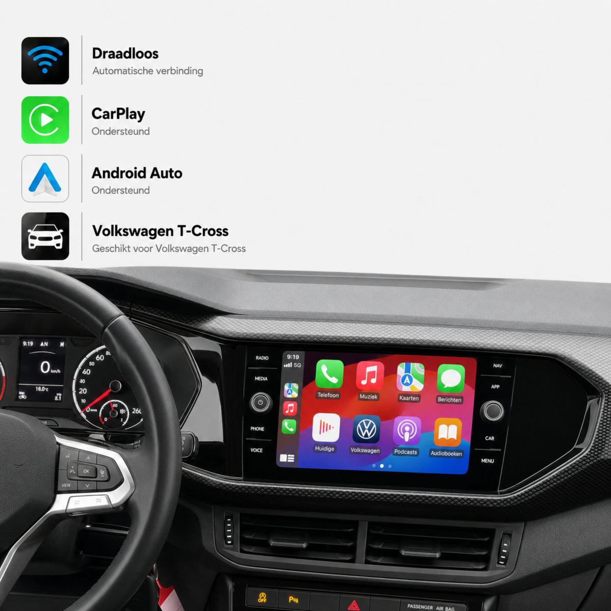 Volkswagen T-Cross | 2019 t/m 2026 | CarPlay & Android Auto Box | MIB-1
