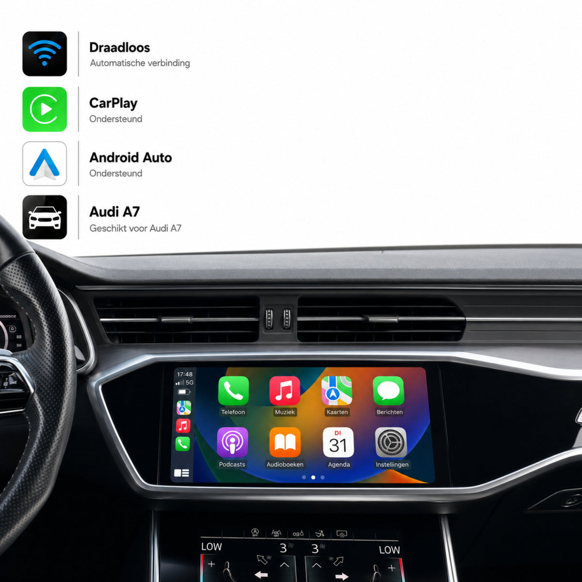 Audi A7, Audi S7 en Audi RS7 | 2018 t/m 2025 | CarPlay & Android Auto Box | MIB3-1