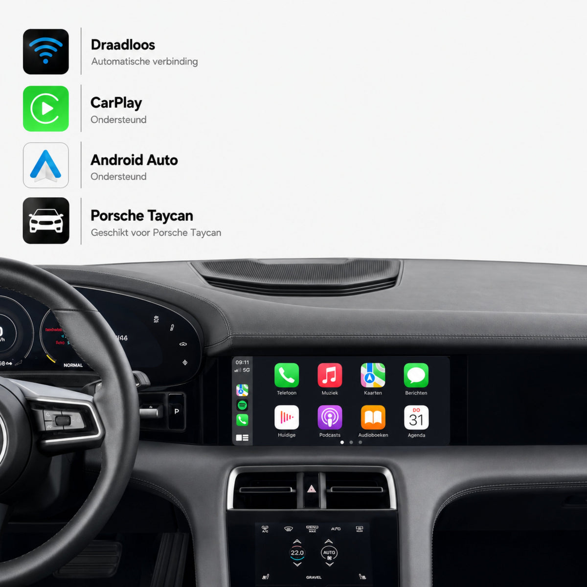 Porsche Taycan | 2019 t/m 2026 | CarPlay & Android Auto Box | MIB3-1