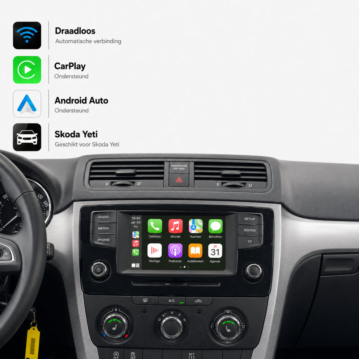 Škoda Yeti | 2015 t/m 2017 | CarPlay & Android Auto Box | MIB-1