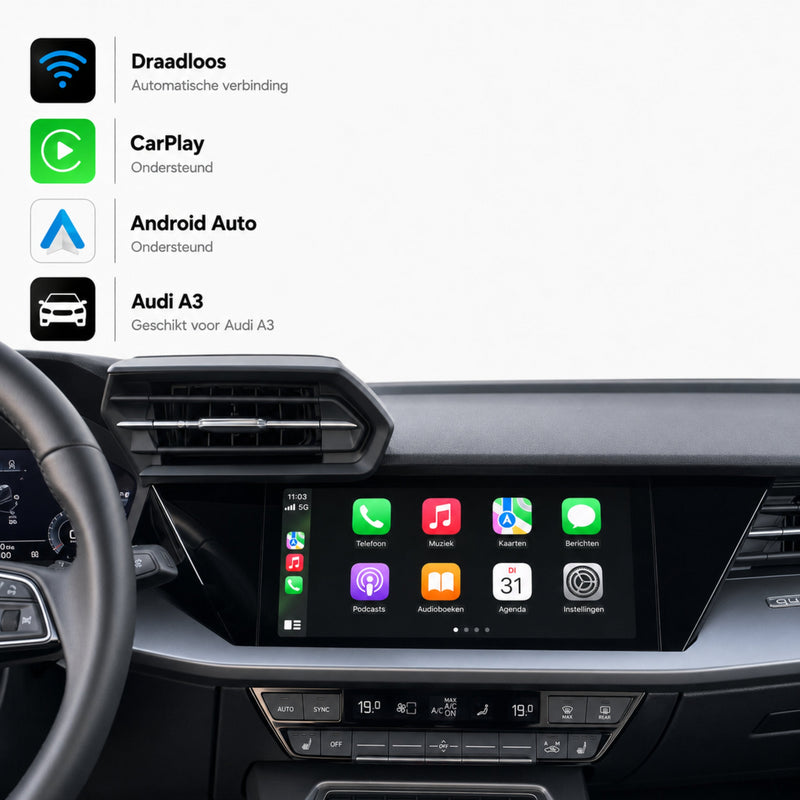Audi A3, Audi S3 en Audi RS3 | 2020 t/m 2026 | CarPlay & Android Auto Box | MIB3-1