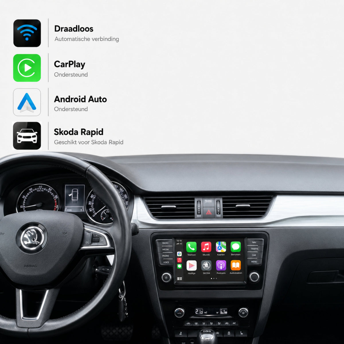 Škoda Rapid | 2015 t/m 2019 | CarPlay & Android Auto Box | MIB-1