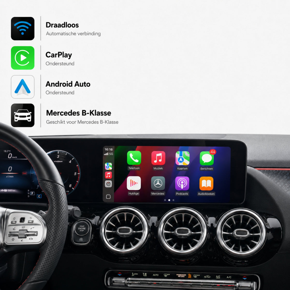 Mercedes B-Klasse W247 | 2019 t/m 2026 | CarPlay & Android Auto Box | NTG 6.0 (MBUX)-1