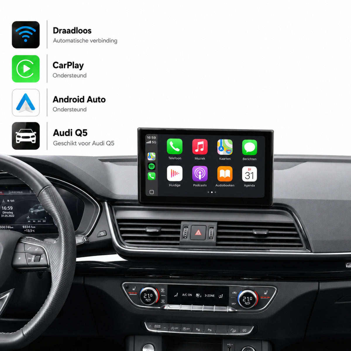 Audi Q5 en Audi SQ5 | 2019 t/m 2025 | CarPlay & Android Auto Box | MIB3-1