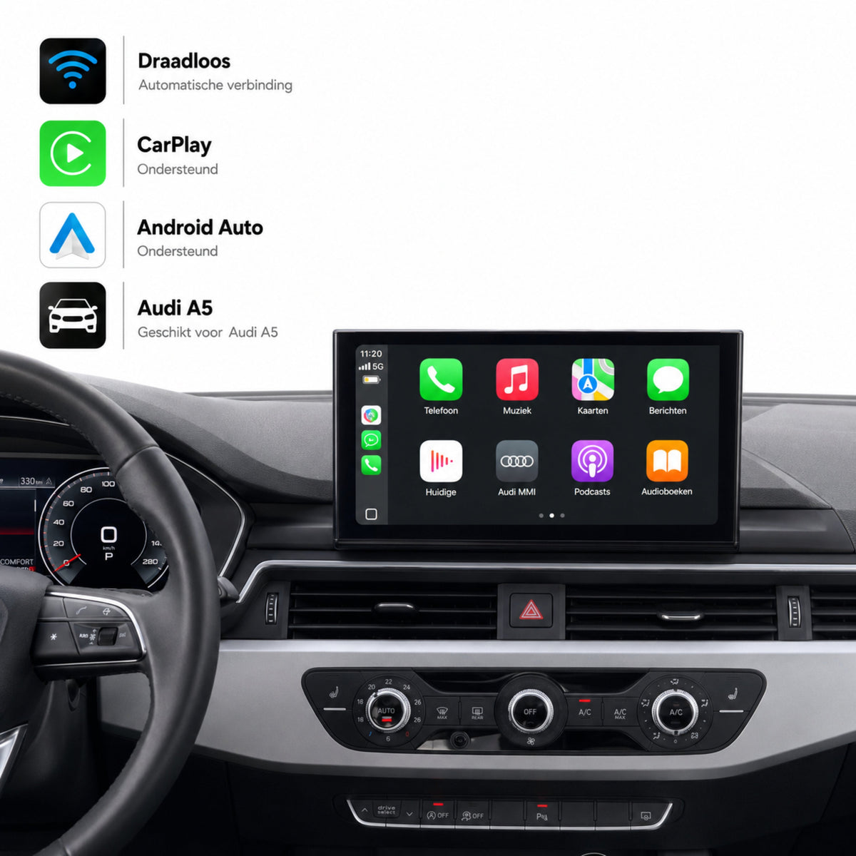 Audi A5, Audi S5 en Audi RS5 | 2020 t/m 2024 | CarPlay & Android Auto Box | MIB3-1