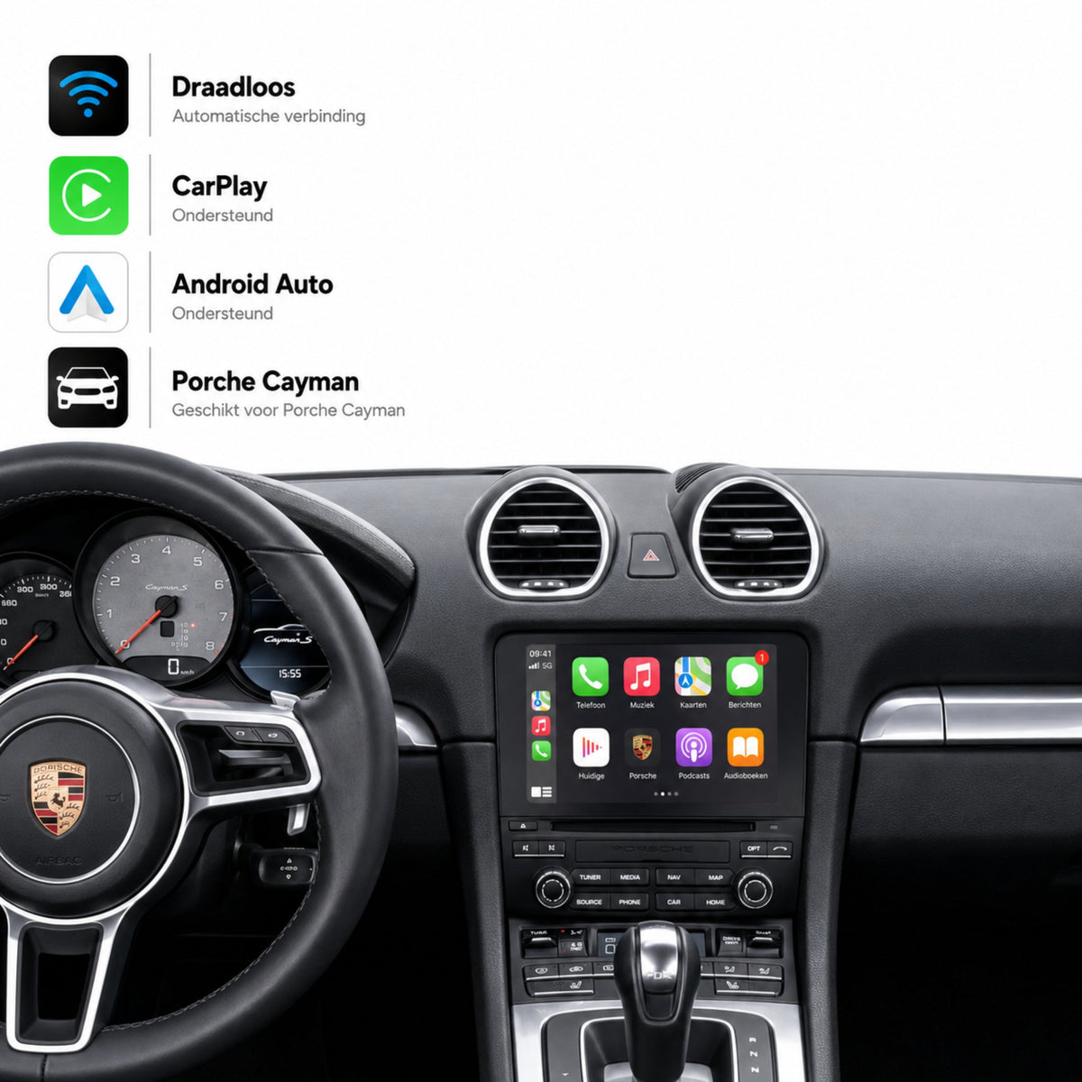 Porsche Cayman (982) | 2016 t/m 2024 | CarPlay & Android Auto Box | PCM 4.0-1