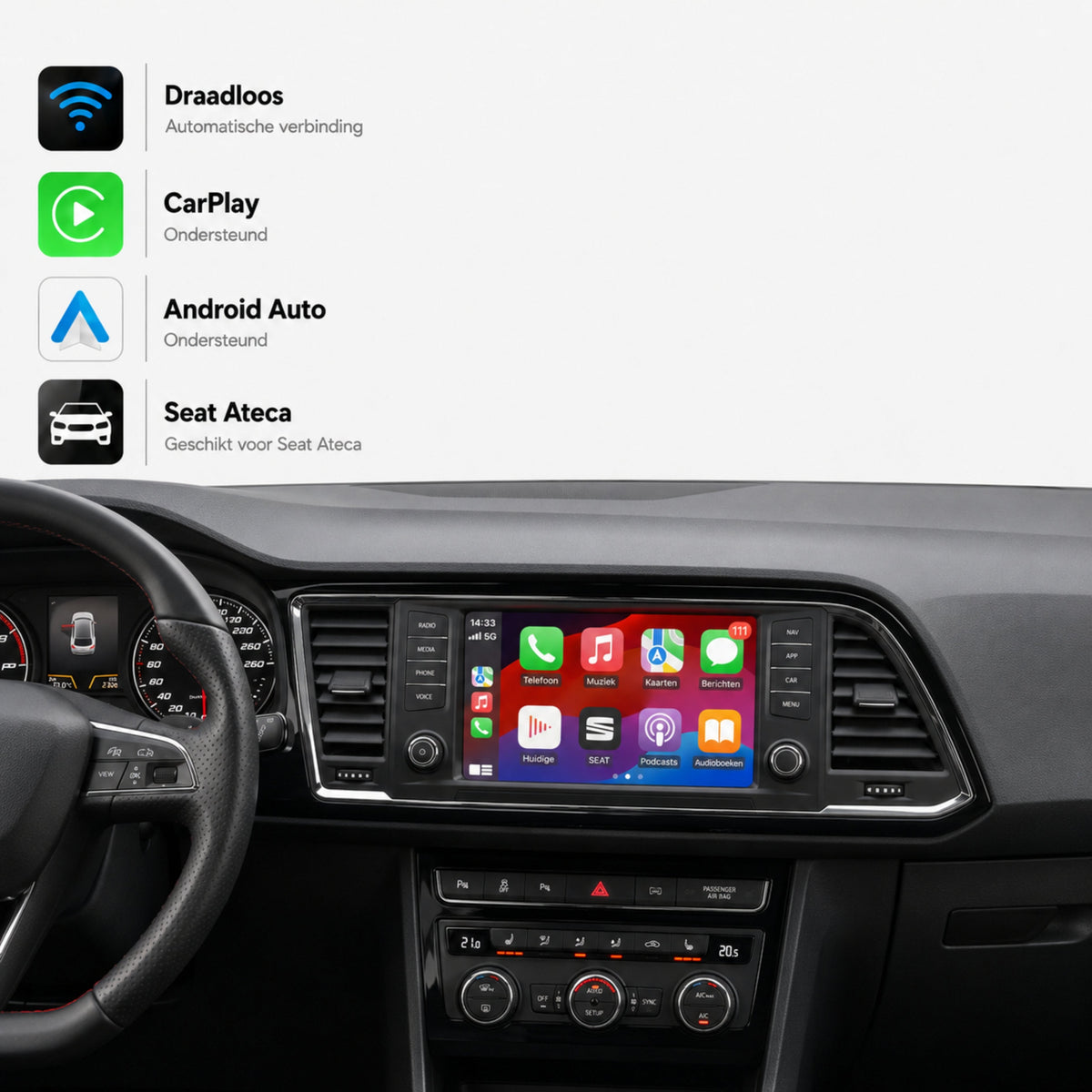 SEAT Ateca | 2016 t/m 2020 | CarPlay & Android Auto Box | MIB-1