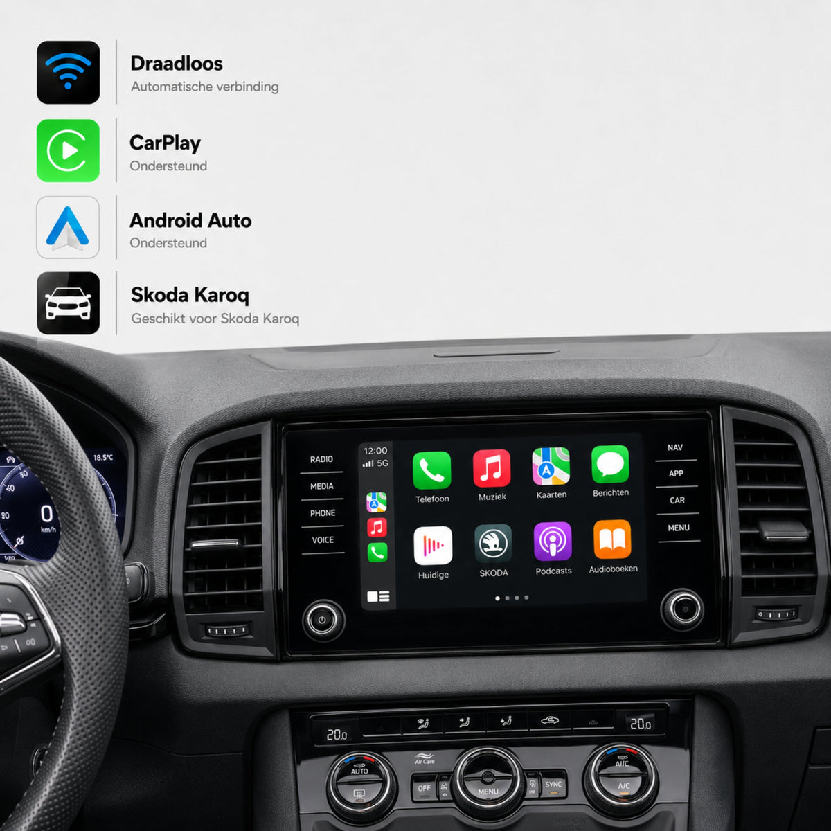 Škoda Karoq | 2016 fino al 2021 | CarPlay & Android Auto Box | MIB
