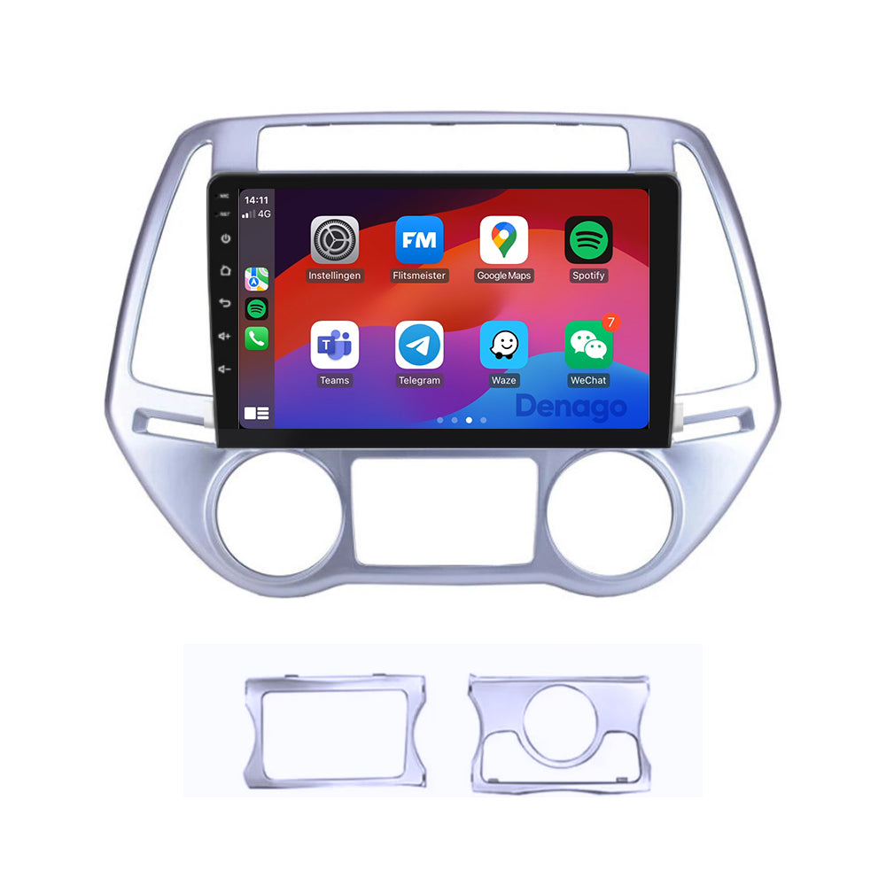 Hyundai i20 CarPlay autoradio | 2008 t/m 2014 | Denago DNG-A154 | 9 inch | Android 13 | Draadloos CarPlay & Android Auto-1