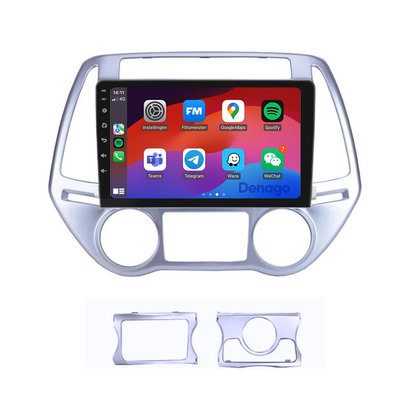 Hyundai i20 CarPlay autoradio | 2008 t/m 2014 | Denago DNG-A154 | 9 inch | Android 13 | Draadloos CarPlay & Android Auto-1