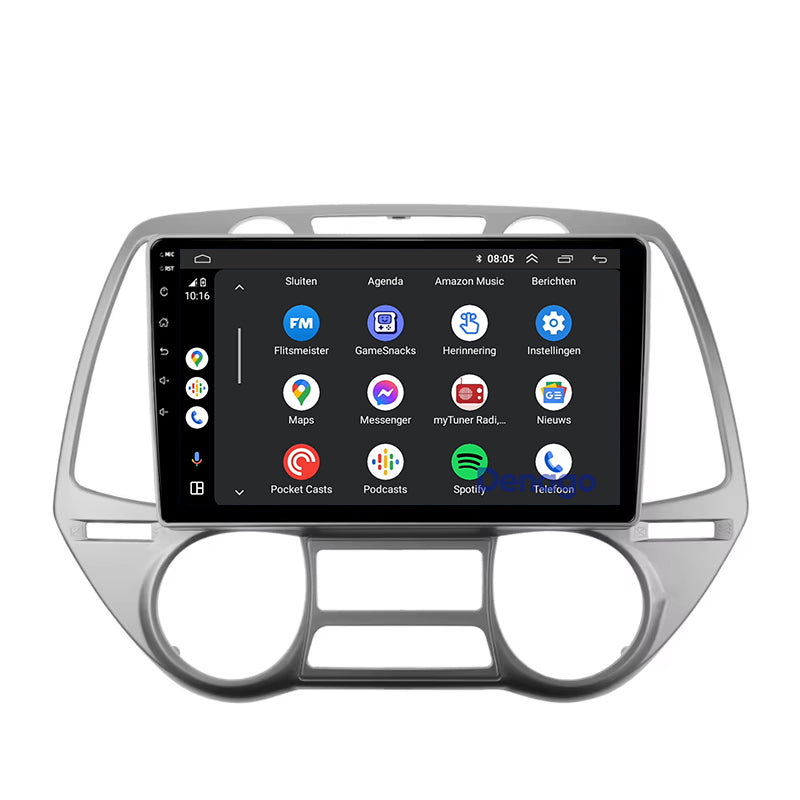 Hyundai i20 CarPlay autoradio | 2008 t/m 2014 | Denago DNG-A336 | 9 inch | Android 13 | Draadloos CarPlay & Android Auto