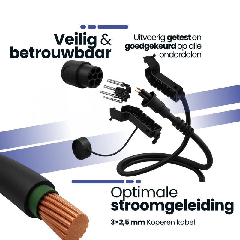 Type 2 laadkabel auto | EV laadkabel | 11 kW | 16A 3-fase | 5 meter | voor openbare laadpaal en thuislader | waterdicht | met opbergtas-5