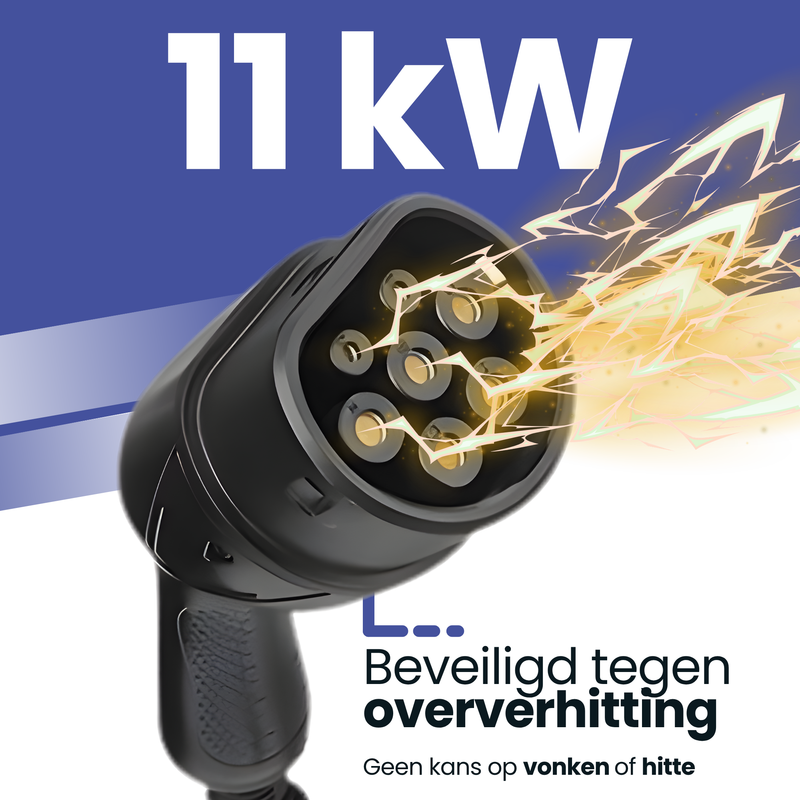Type 2 laadkabel auto | laadkabel elektrische auto | 11 kW | 16A 3-fase | 10 meter | voor openbare laadpaal en thuislader | waterdicht | met opbergtas-8