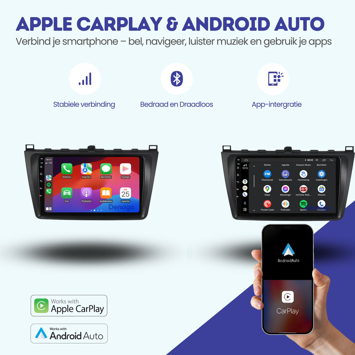 Mazda 6 CarPlay autoradio | 2008 t/m 2012 | Denago DNG-A391 | 9 inch | Android 13 | Draadloos CarPlay & Android Auto-2