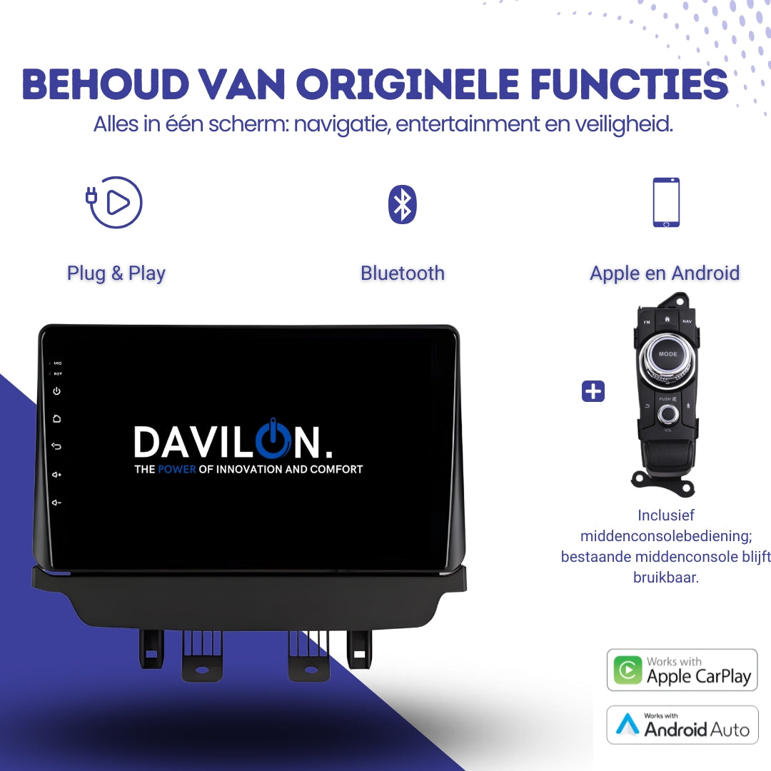 Mazda 2 CarPlay & Android Auto autoradio | 2015 t/m 2022 | Android 15 | Davilon-6