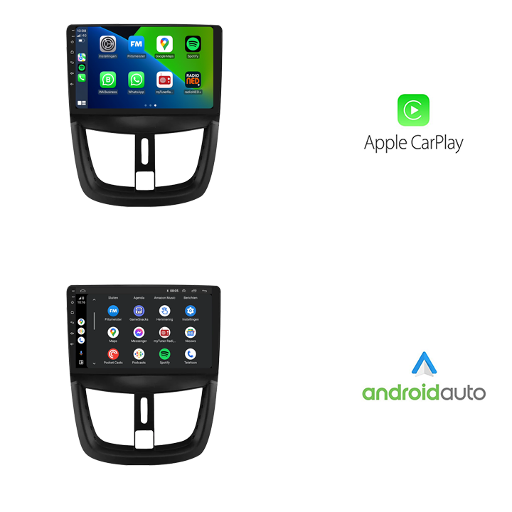 Peugeot 207 | 206+ | 207cc | Android 13 | Autoradio | 2006 t/m 2015 | CarPlay  & Android Auto-2