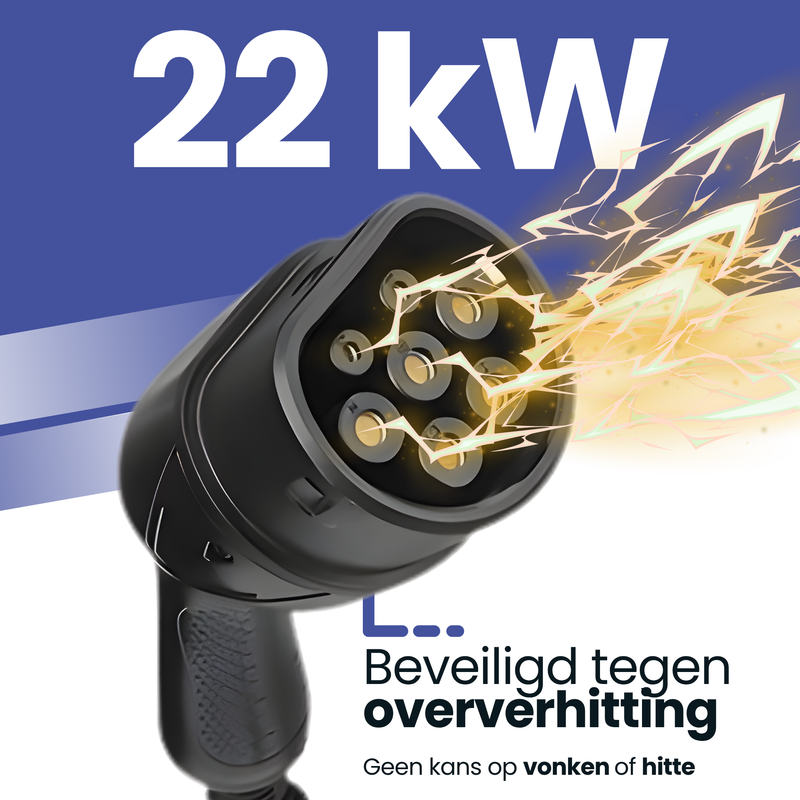 Type 2 laadkabel auto 22 kW | 32A 3-fase | 5 meter autolader voor snelladen en openbare laadpaal | waterdicht & opbergtas-8