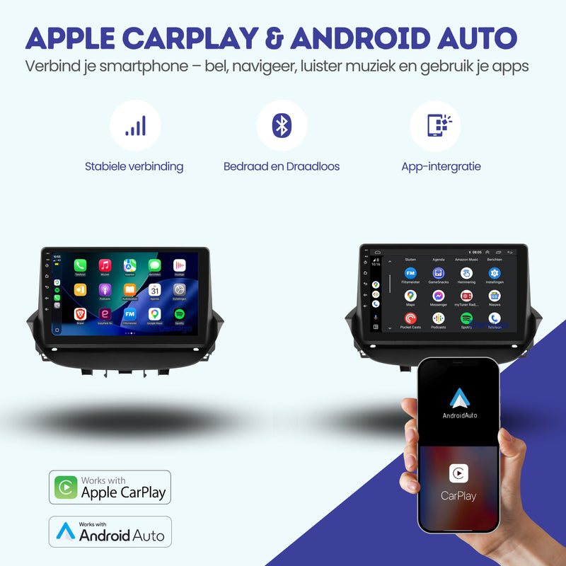 Renault Laguna 2 CarPlay autoradio | 2001 t/m 2007 | Denago DNG-A434 | 9 inch | Android 13 | Draadloos CarPlay & Android Auto-2