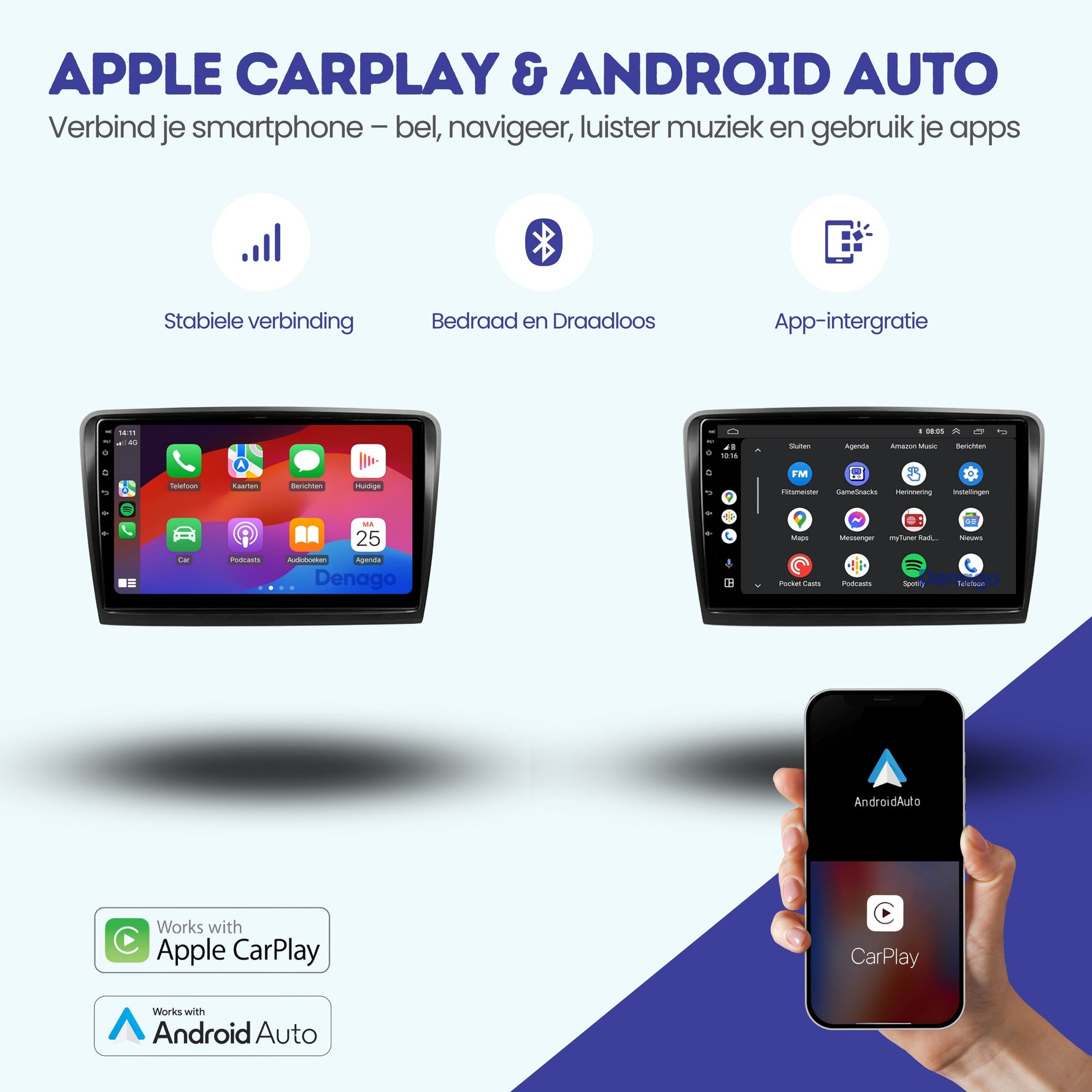 Skoda Superb CarPlay autoradio | 2008 t/m 2014 | Denago DNG-A348 | 9 inch | Android 13 | Draadloos CarPlay & Android Auto