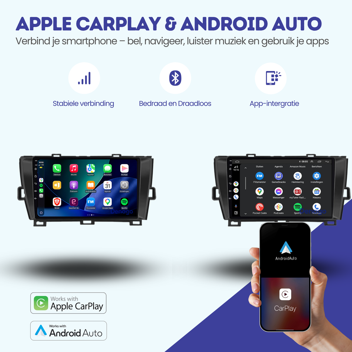 Toyota Prius CarPlay autoradio | 2009 t/m 2015 | Denago DNG-A397 | 9 inch | Android 13 | Draadloos CarPlay & Android Auto-2