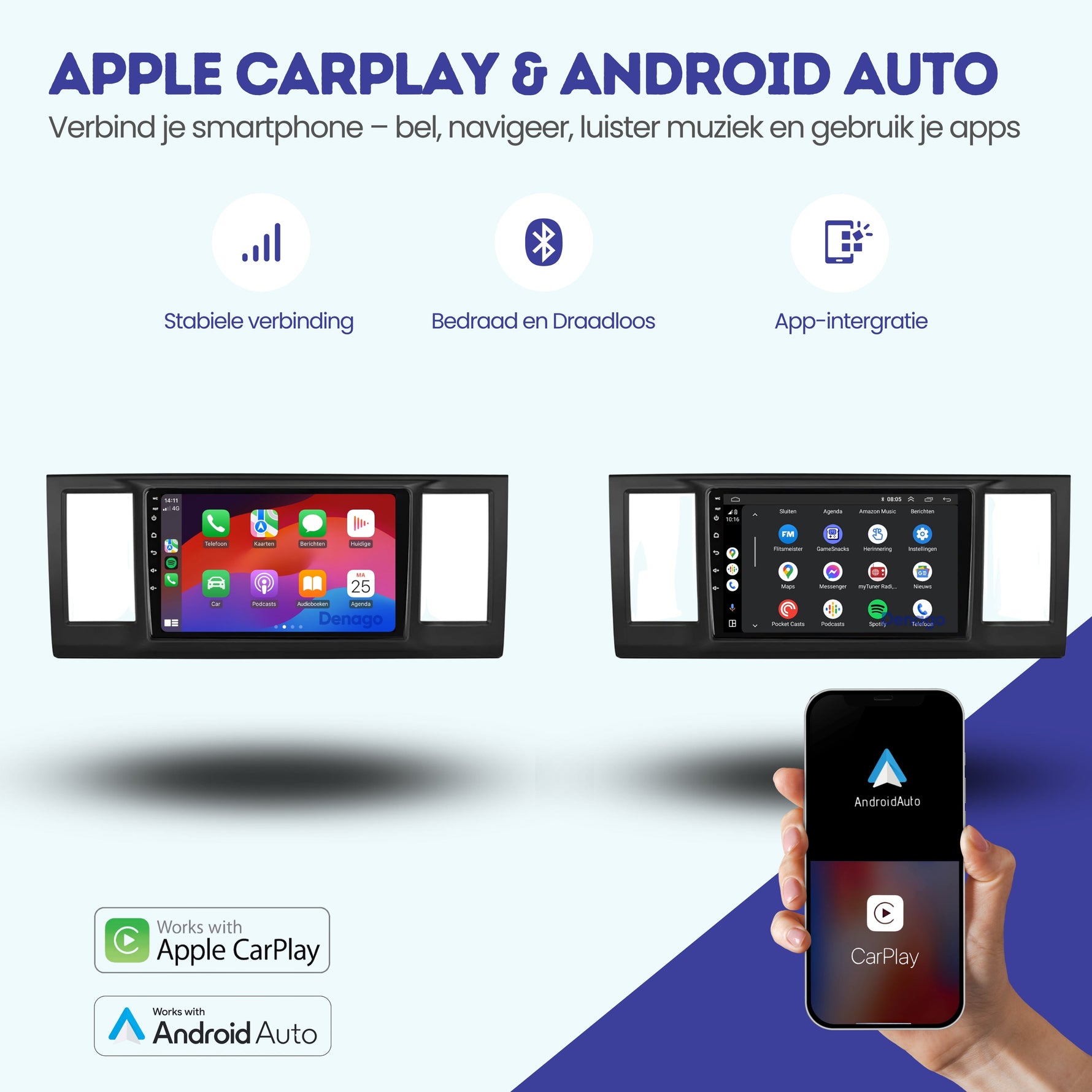 Volkswagen Caravelle CarPlay autoradio | 2015 t/m 2020 | Denago DNG-A393 | 9 inch | Android 13 | Draadloos CarPlay & Android Auto