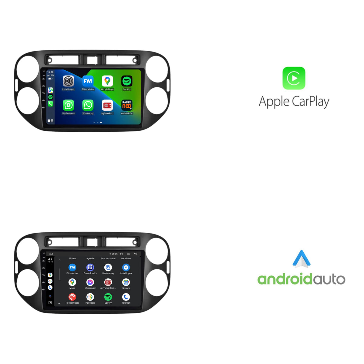 Volkswagen Tiguan | Android 13 | Autoradio | 2007 t/m 2015 | CarPlay & Android Auto | Glans Zwart-2