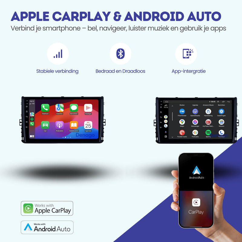 Volkswagen Golf 7 CarPlay autoradio | 2017 t/m 2020 | Denago DNG-A372 | 9 inch | Android 13 | Draadloos CarPlay & Android Auto-2
