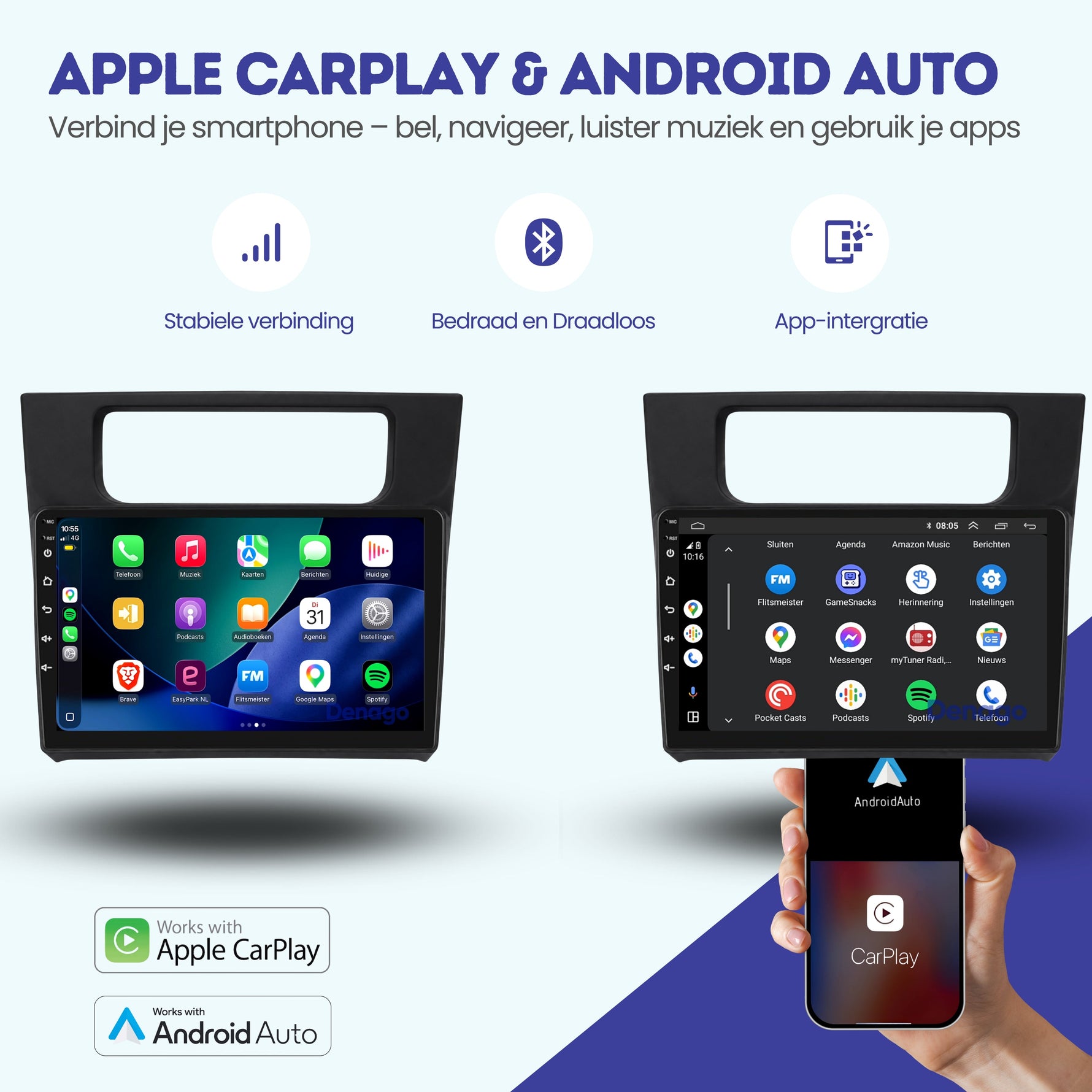 Volkswagen Caddy CarPlay autoradio | 2015 t/m 2018 | Denago DNG-A442 | 9 inch | Android 13 | Draadloos CarPlay & Android Auto