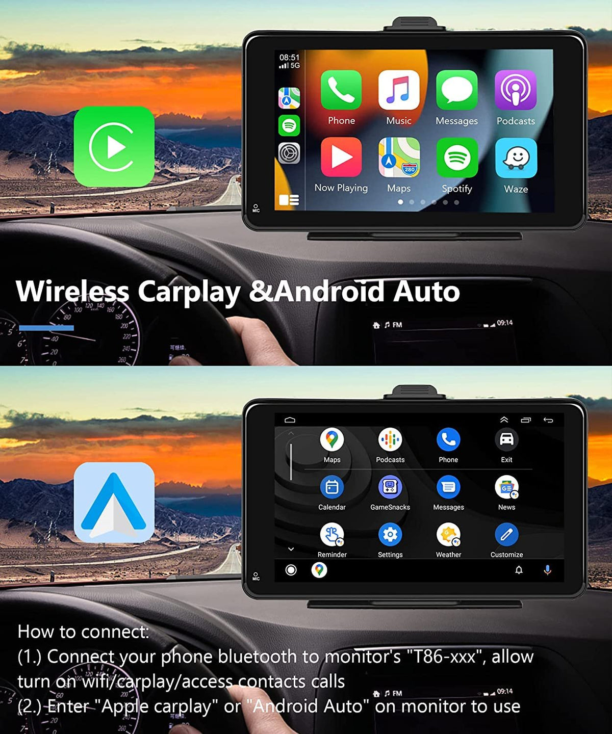 Davilon PRO 7-Zoll-CarPlay-Bildschirm - Online-Navigation - Universell
