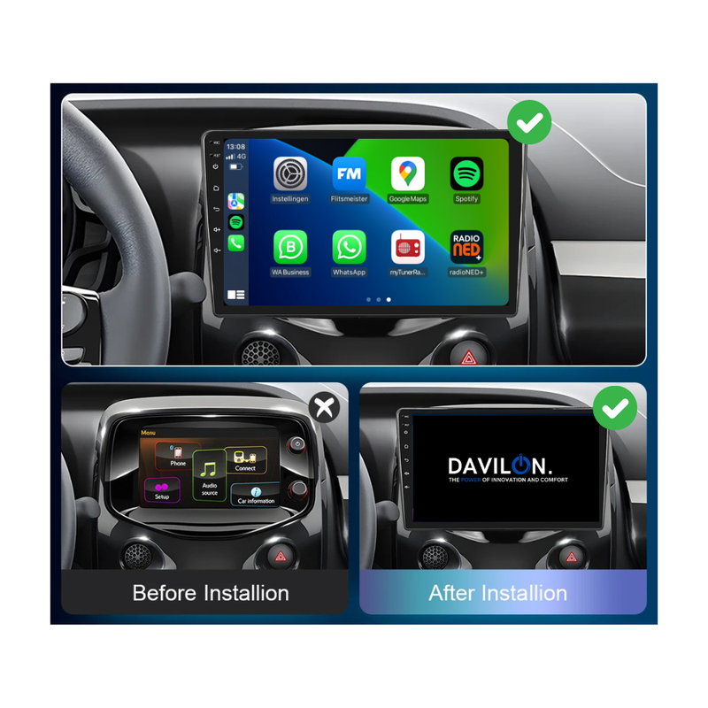 Citroën C1 CarPlay & Android Auto autoradio | 2015 t/m 2021 | Android 15 | Davilon | 9 inch-3