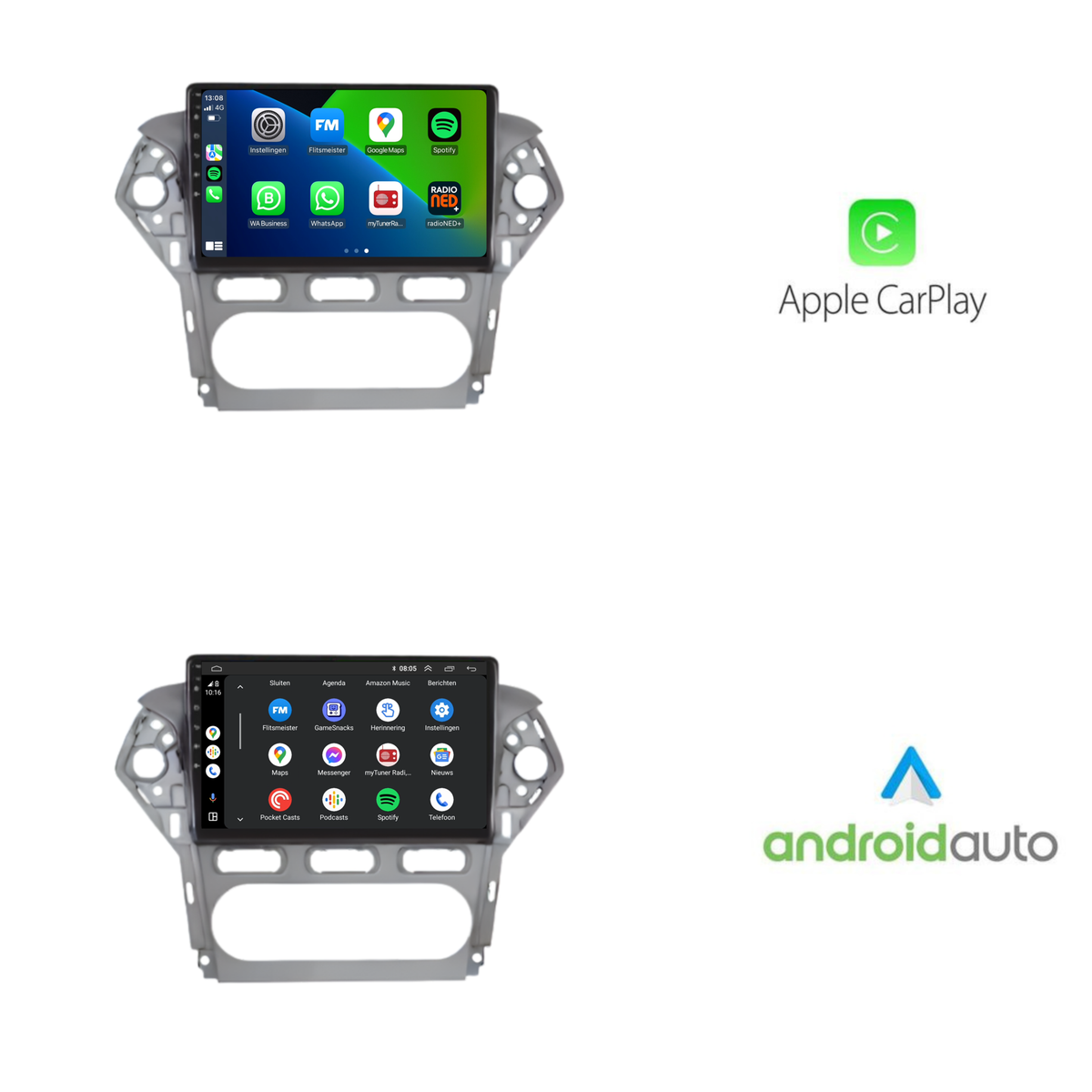 Ford Mondeo CarPlay & Android Auto autoradio | 2007 t/m 2014 | Android 15 | Davilon | Grijs | Voor handmatige airco-4