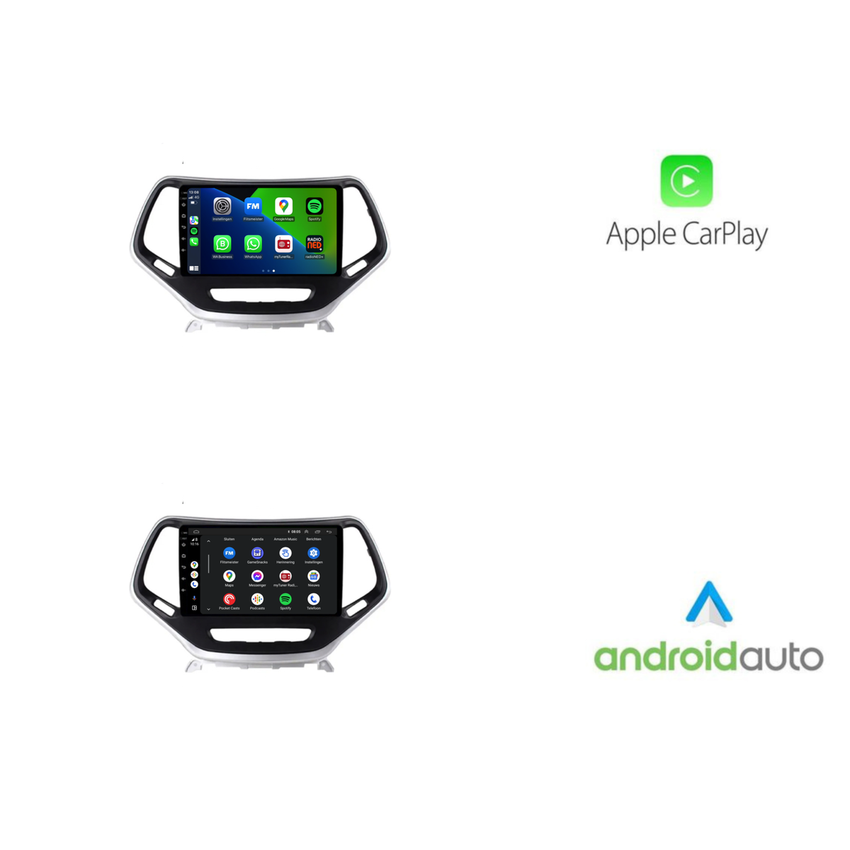 Jeep Cherokee CarPlay & Android Auto autoradio | 2014 t/m 2018 | Android 15 | Davilon-10