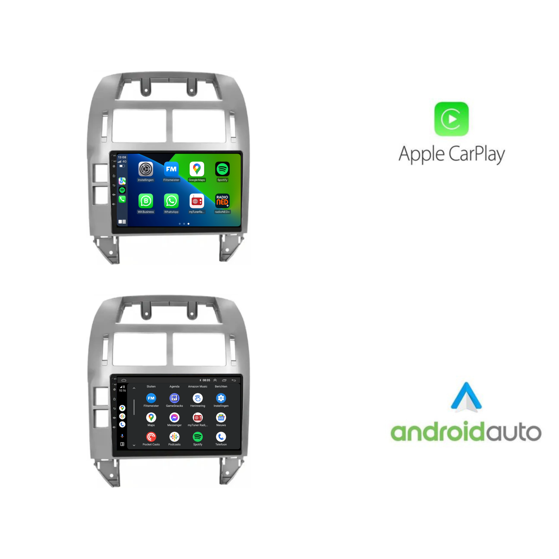 Volkswage Polo | Android 13 | Autoradio | 1999 t/m 2009 | CarPlay & Android Auto | Grijs