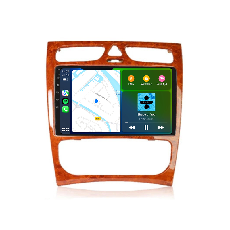 Mercedes C-Klasse W203 | Android 13 | Autoradio | 2000 t/m 2004 | Carplay & Android Auto | Houtpaneel-5