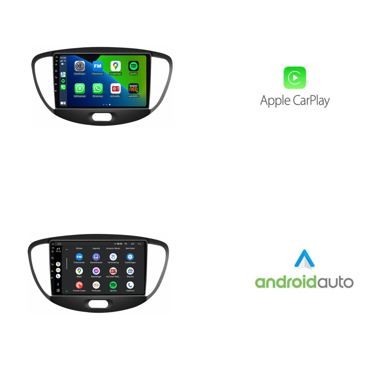 Hyundai i10 | Android 13 | Autoradio | 2008 t/m 2013 | CarPlay & Android Auto-3