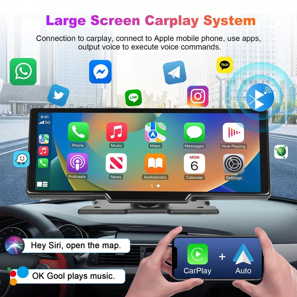 Apple CarPlay 10 inch scherm met dashcam en achteruitrijcamera-2