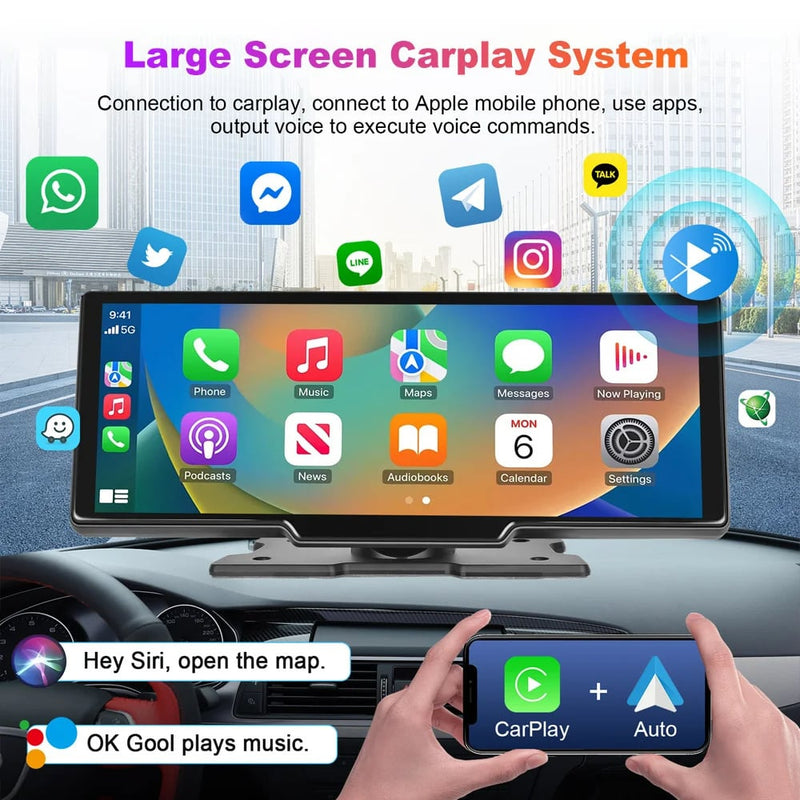Apple CarPlay 10 inch scherm met dashcam en achteruitrijcamera-2