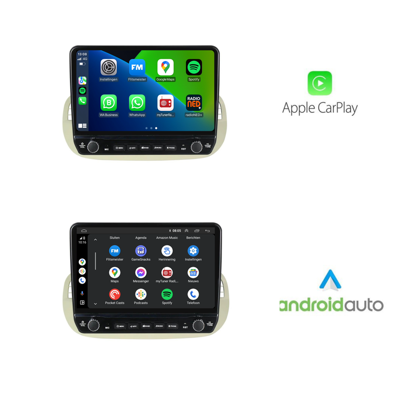Fiat 500 Android Autoradio beige | Elegant design | CarPlay-3