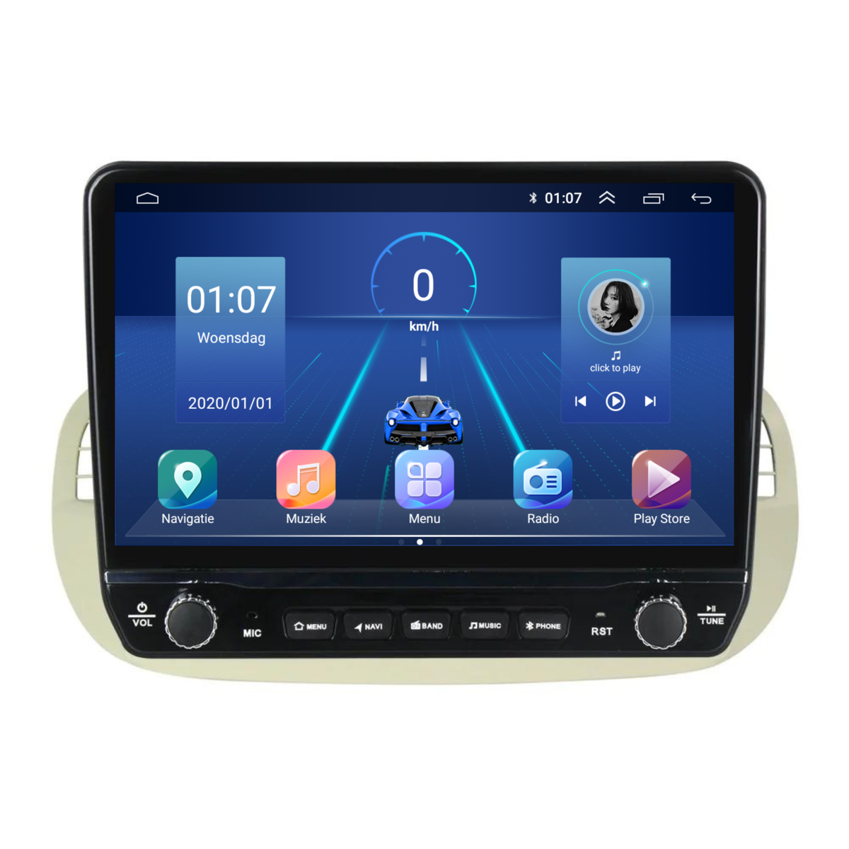 Fiat 500 Android Autoradio beige | Elegant design | CarPlay-8
