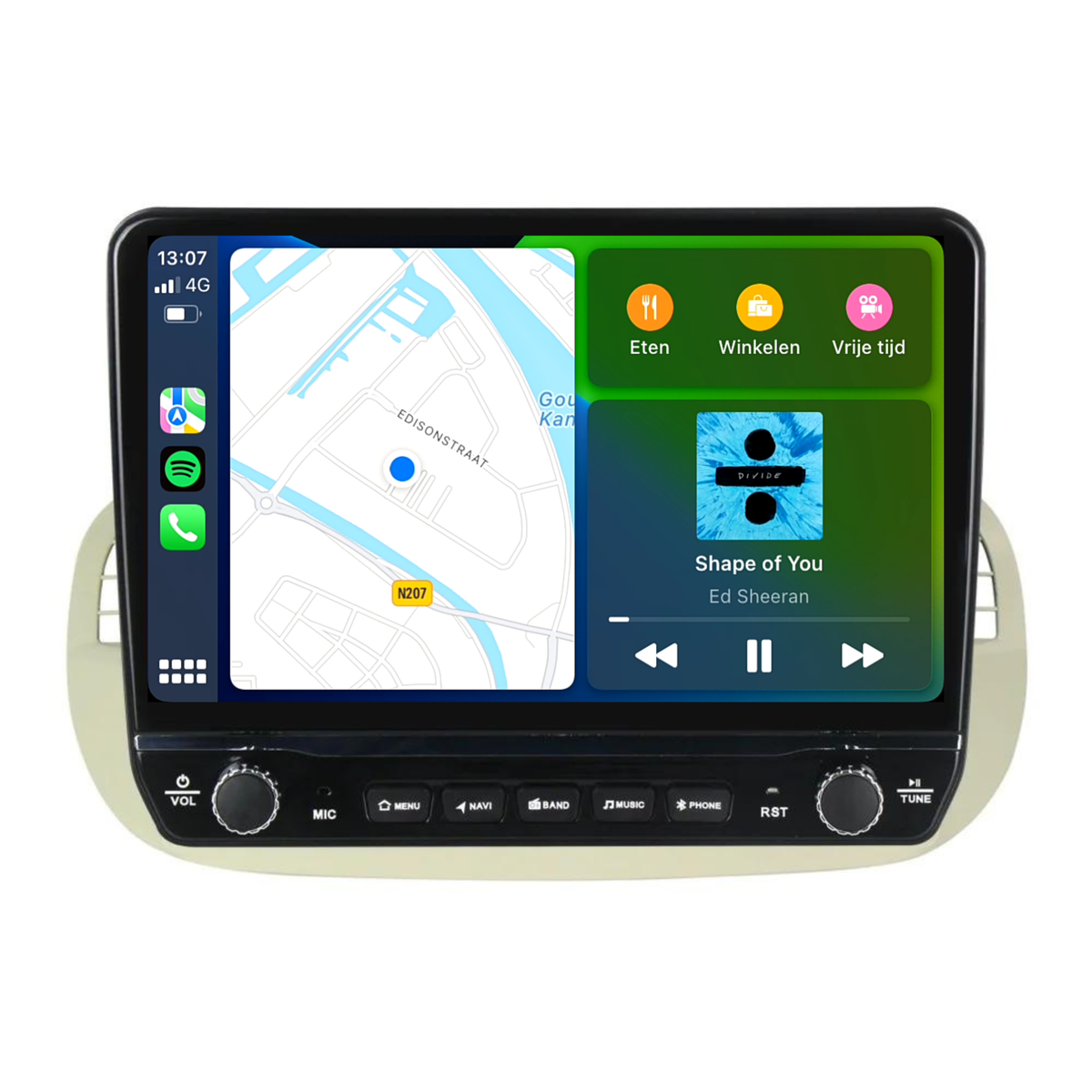 Fiat 500 Android Autoradio beige | Elegant design | CarPlay-10