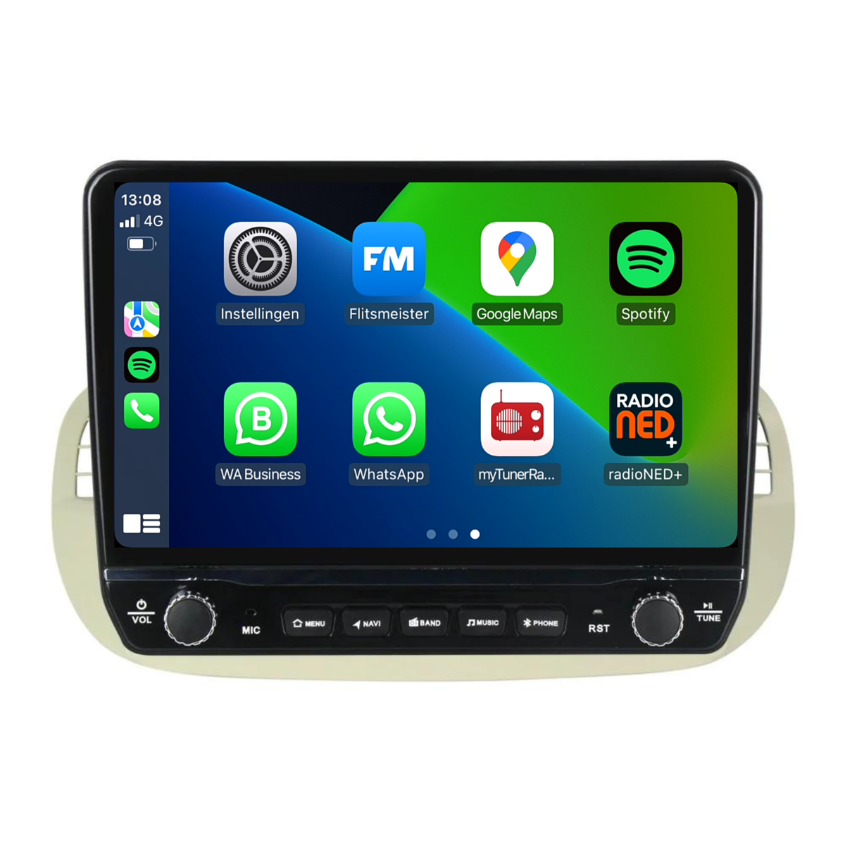Fiat 500 Android Autoradio beige | Elegant design | CarPlay-1