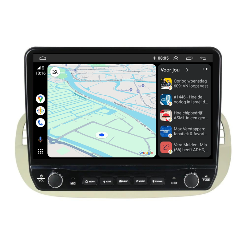 Fiat 500 Android Autoradio beige | Elegant design | CarPlay-4