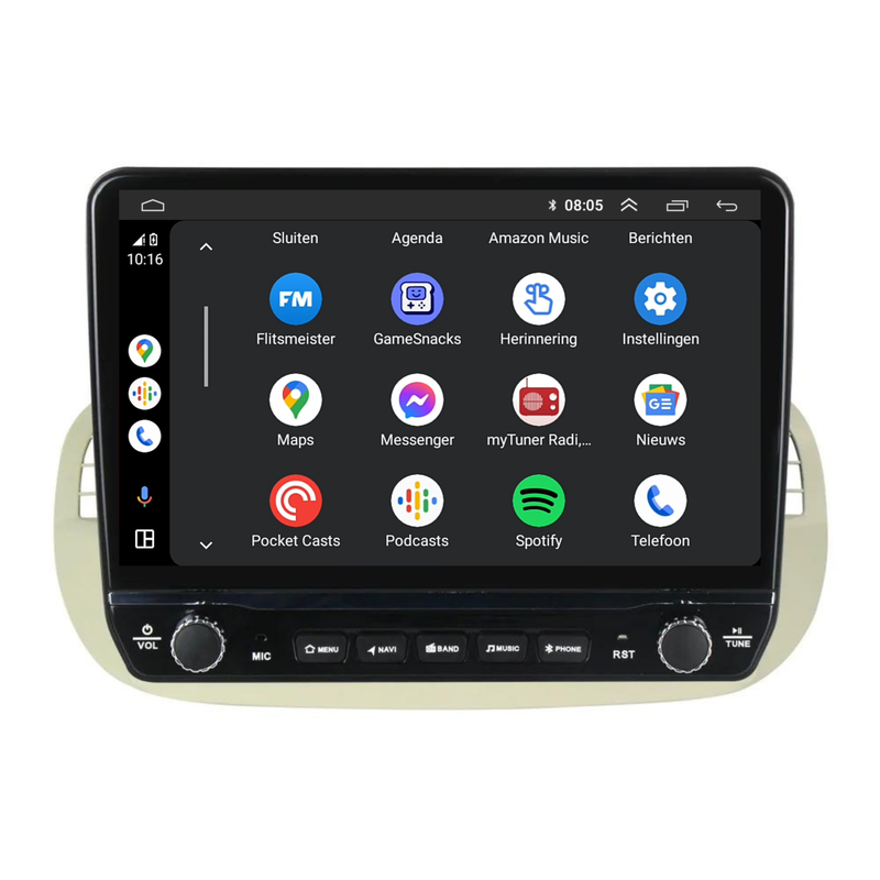 Fiat 500 Android Autoradio beige | Elegant design | CarPlay-2